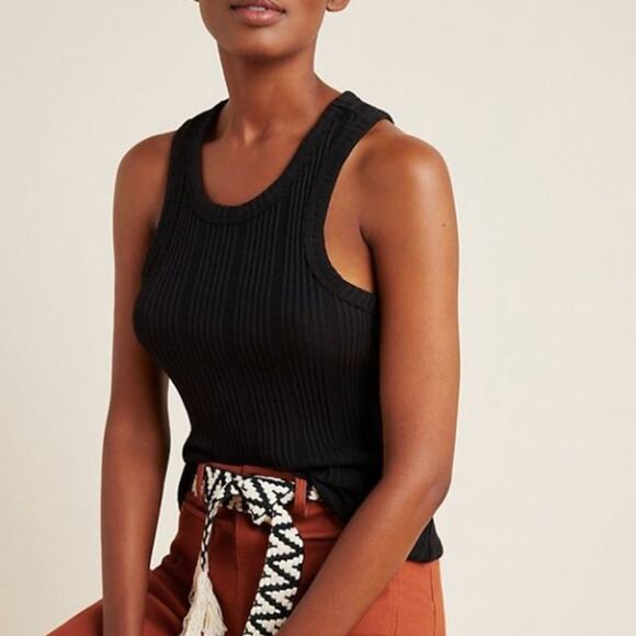 Anthropologie Robin Ribbed Black Racerback Tank Top Womens Small Sleeveless - Picture 14 of 16